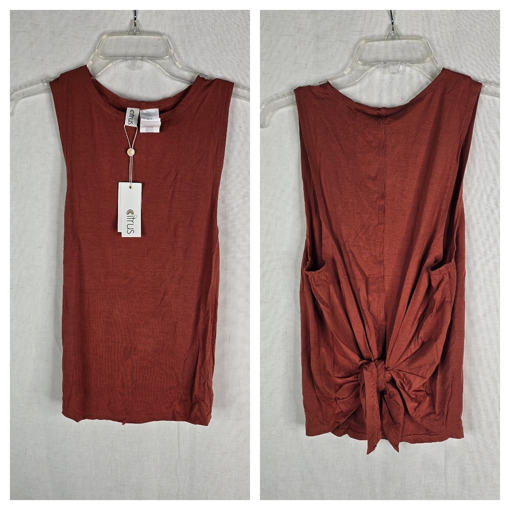 Citrus Modal Womens Small Burnt Orange Tie Back Tank Top Stretchy